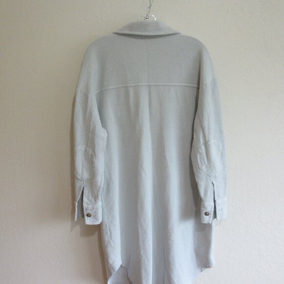 PILCRO Celadon Green Ribbed Collared Button Pockets XS Long Sleeve Shirt Dress - Picture 2 of 4